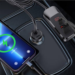 ويوو - شاحن سيارة ممتد بمنفذ USB-A و منفذ USB-C مزدوج بقوة 120 وات - أسود