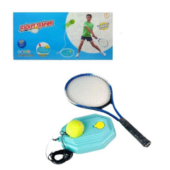 Racket with fixed tennis ball base