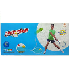 Racket with fixed tennis ball base